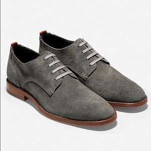 Cole Haan Mens Feathercraft Grand Blucher Oxford in Magnet Suede
